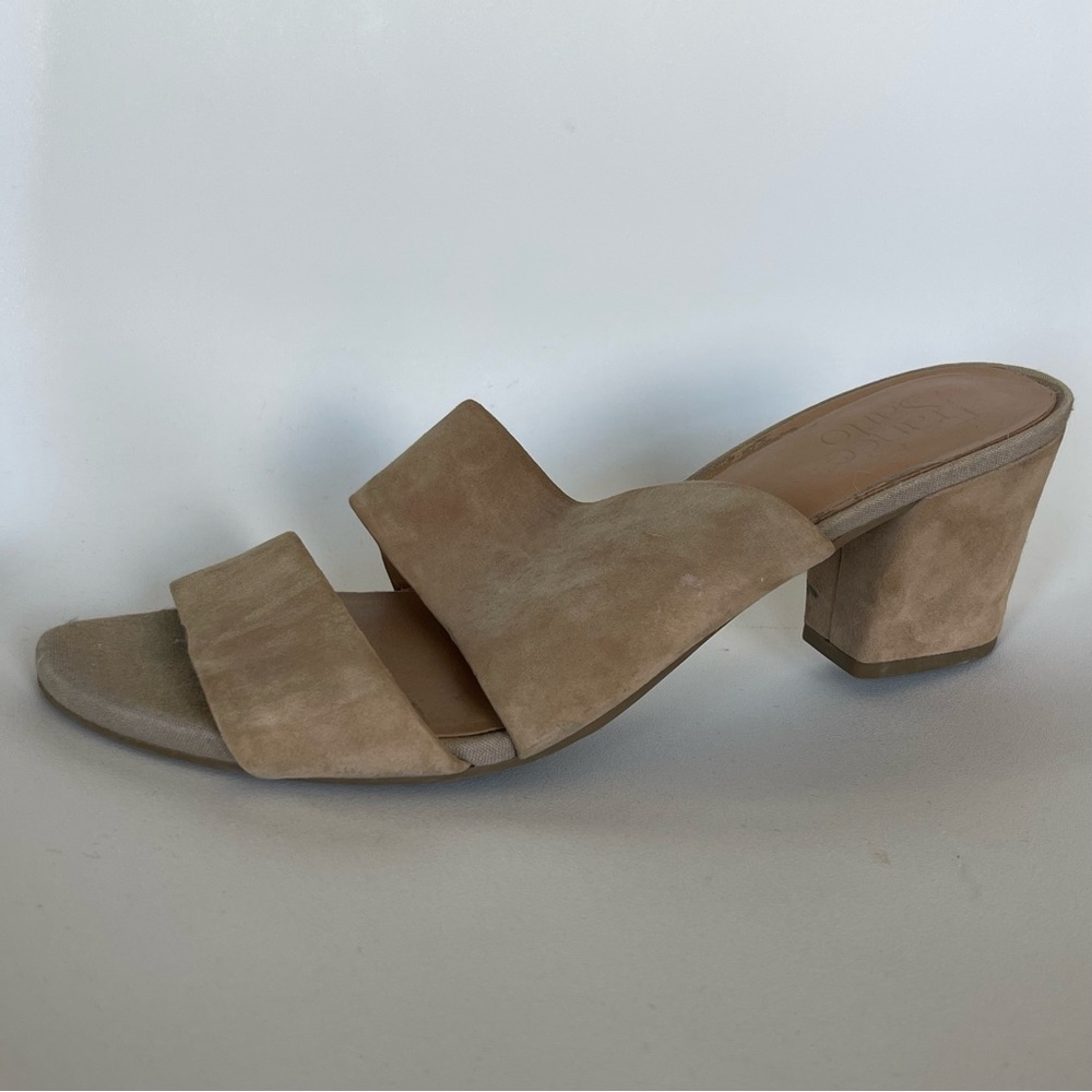 Franco Sarto low chunky suede heels